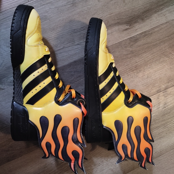 Adidas Men's Yellow and Black Flame Sneakers - Picture 5 of 9